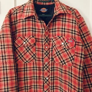 Dickies Plaid Fleece Quilted Jacket - Size Med Tall (MT / ML) - casual, grunge,